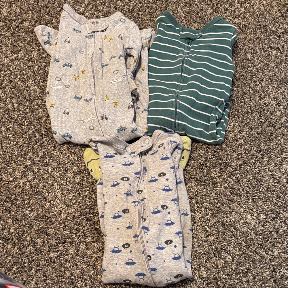 Bundle of 3 Carter's Zipper Footed Onsies